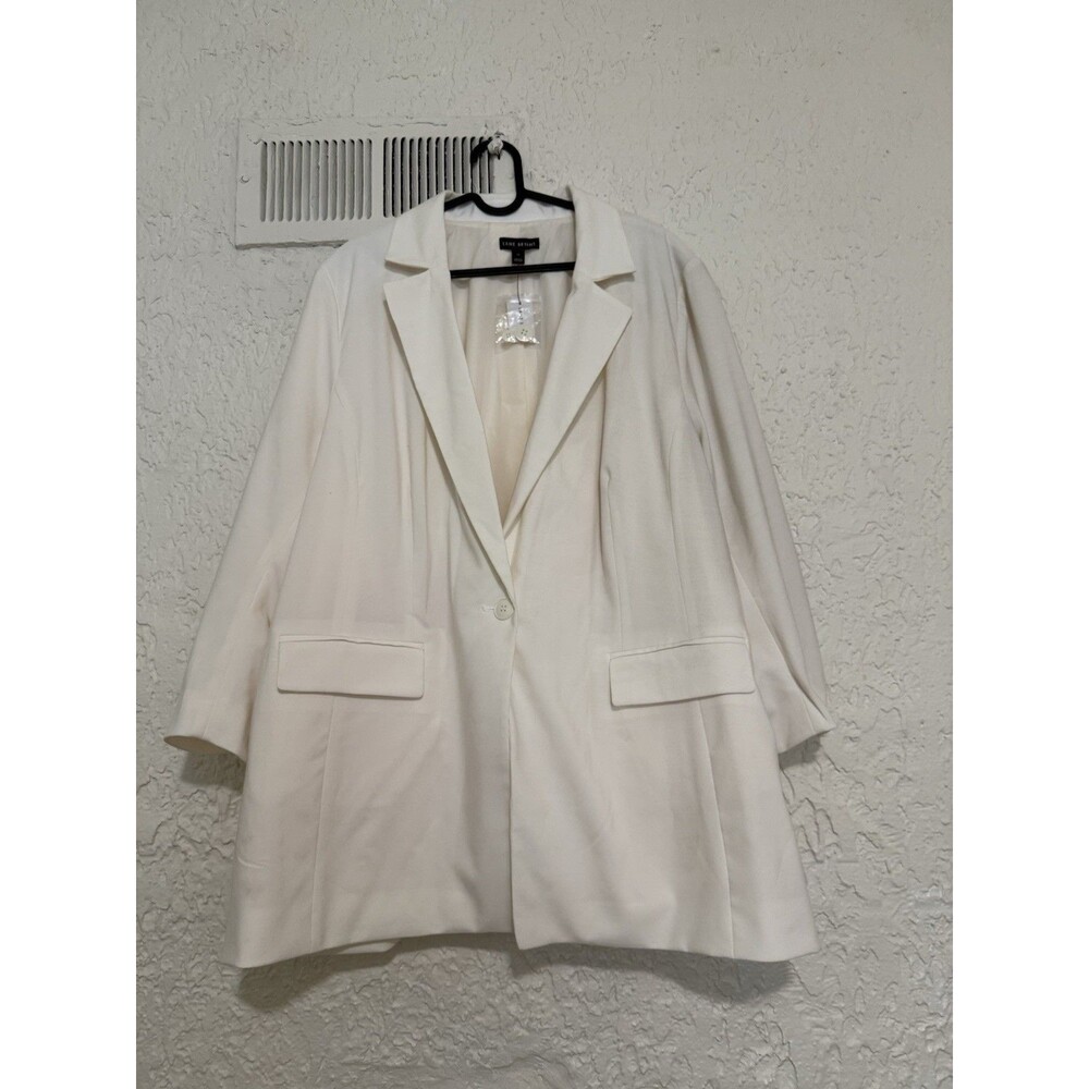 Lane Bryant Perfect Drape Blazer Egret Ivory Stretch Knit Classic Size 18 NWT